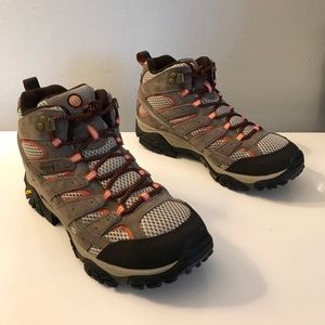 Preowned MERRELL MOAB 2 MID WP HIKING BOOTS BUNGEE CORD